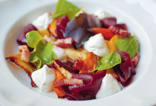 Winter salad with a goat’s cheese mousse
