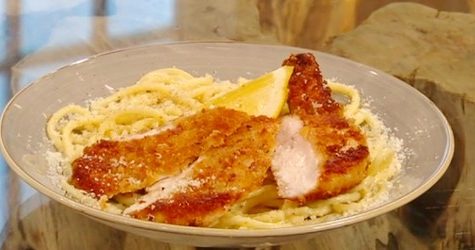Chicken milanese with cacio e pepe